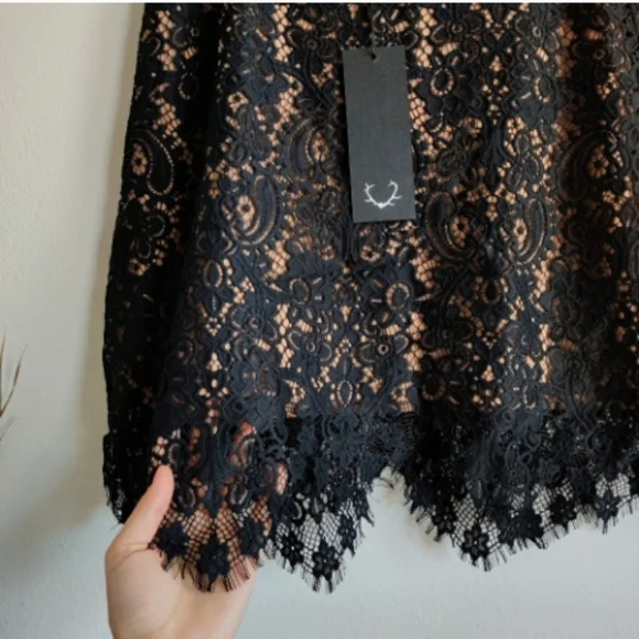 π€ FOR LOVE & LEMONS - "Vika" Black Lace Mini Skirt NWT π€ - Picture 12 of 13